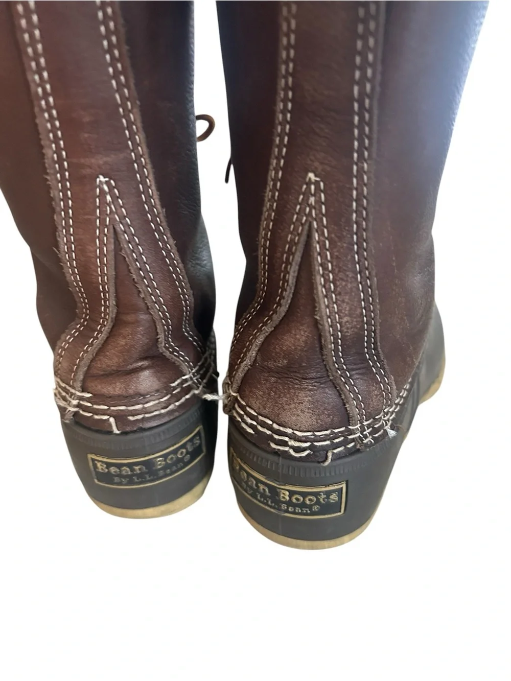 L.L. Bean Brown Leather & Rubber Winter Duck Boots with Shearling Lining size 7